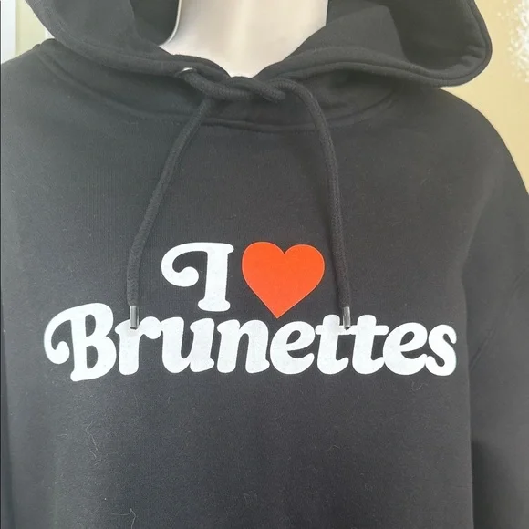 Black 'I Love Brunettes' Hoodie Connor Tomlinson Spectrum Hoodies Large NEW - Picture 3 of 6